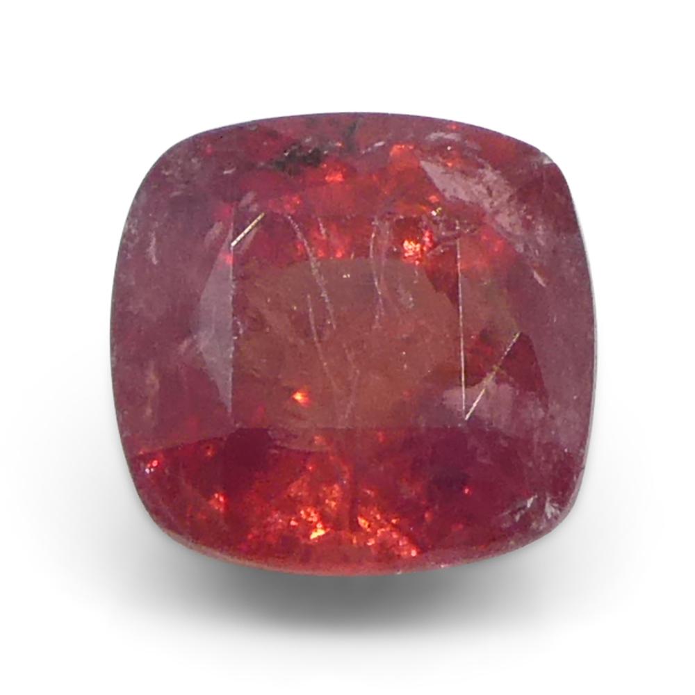 Women's or Men's 1.04ct Cushion Orangy-Red Sapphire from Tanzania For Sale