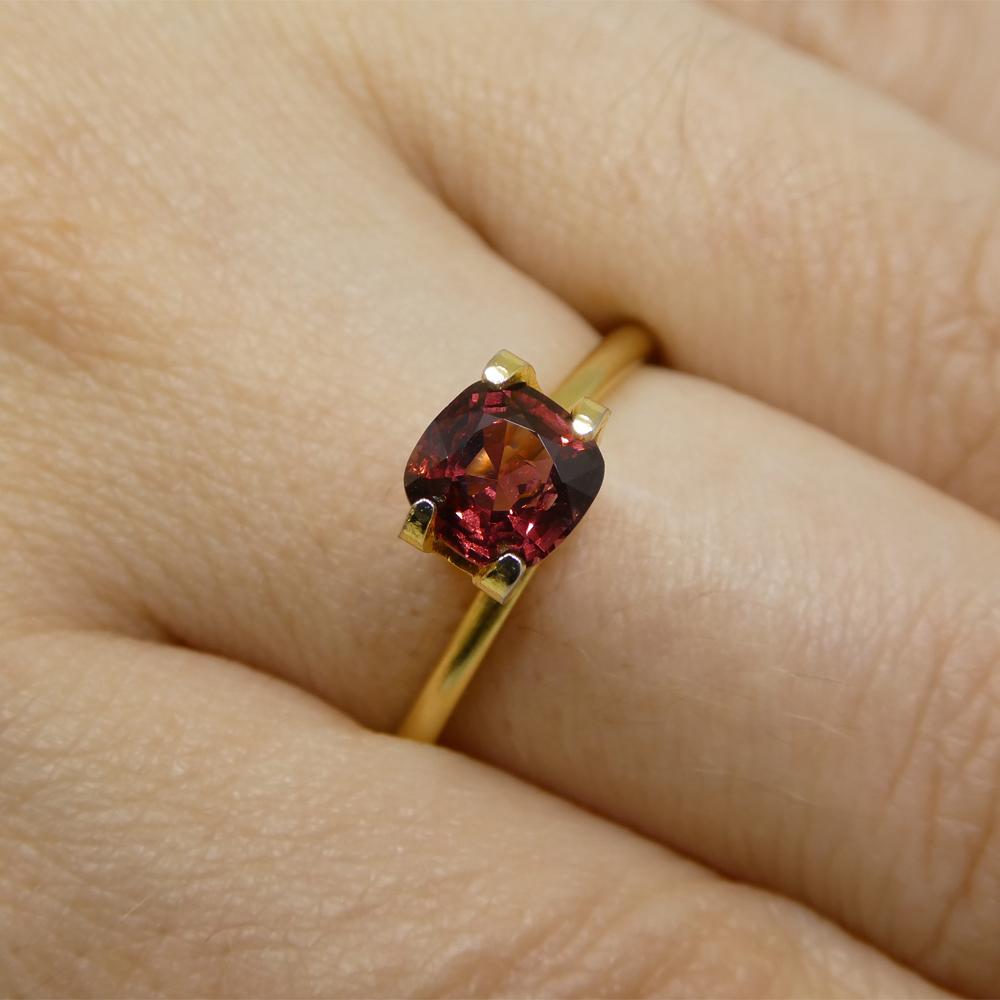 Description:

Gem Type: Red Spinel
Number of Stones: 1
Weight: 1.04 cts
Measurements: 5.88 x 5.74 x 3.79 mm
Shape: Cushion
Cutting Style Crown: Brilliant
Cutting Style Pavilion: Brilliant
Transparency: Transparent
Clarity: Slightly Included: Some