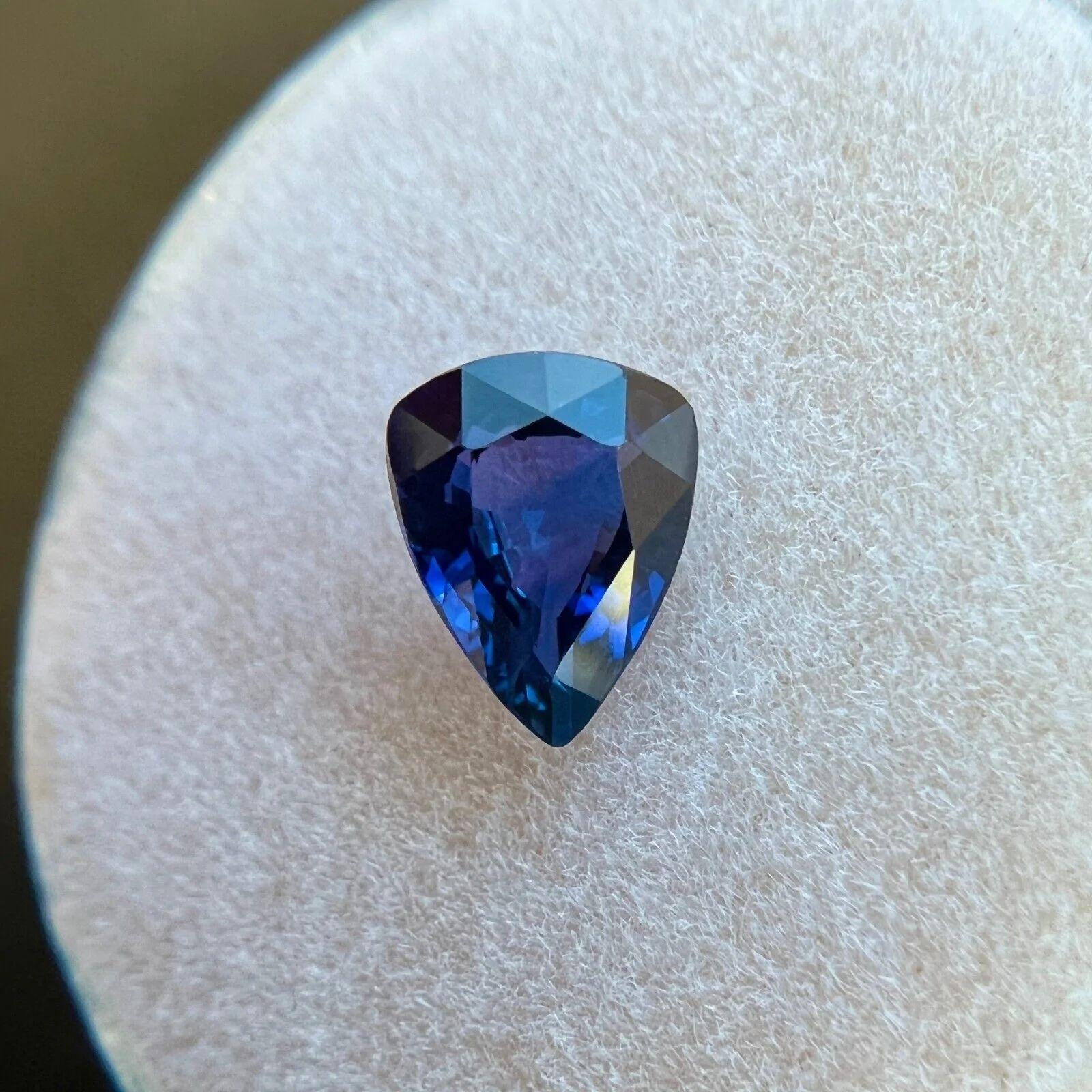 Taille poire Saphir bleu profond non traité certifié GIA de 1,04 carat, taille poire, pierre précieuse rare de 7,3 x 5,8 mm en vente