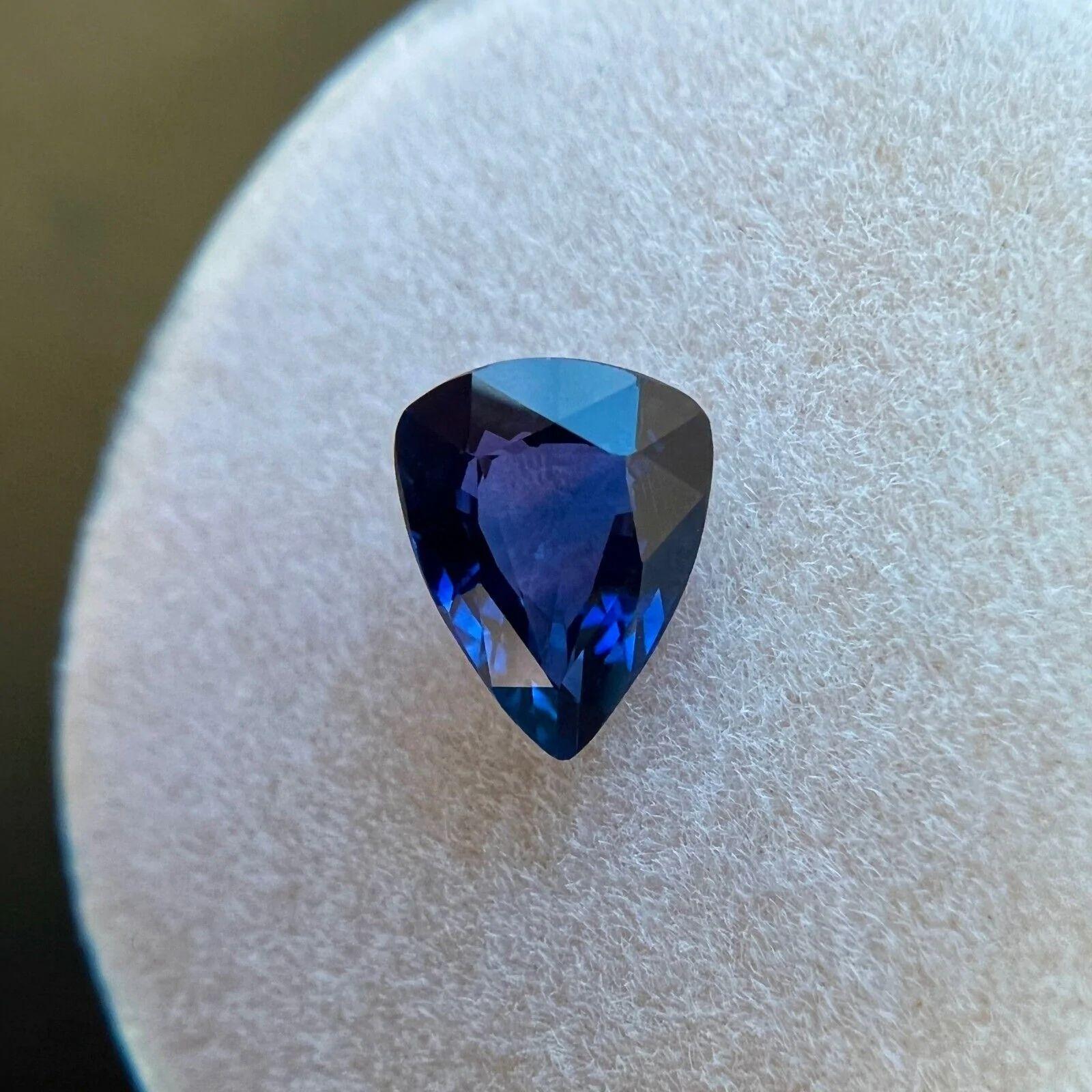 Saphir bleu profond non traité certifié GIA de 1,04 carat, taille poire, pierre précieuse rare de 7,3 x 5,8 mm Neuf - En vente à Birmingham, GB