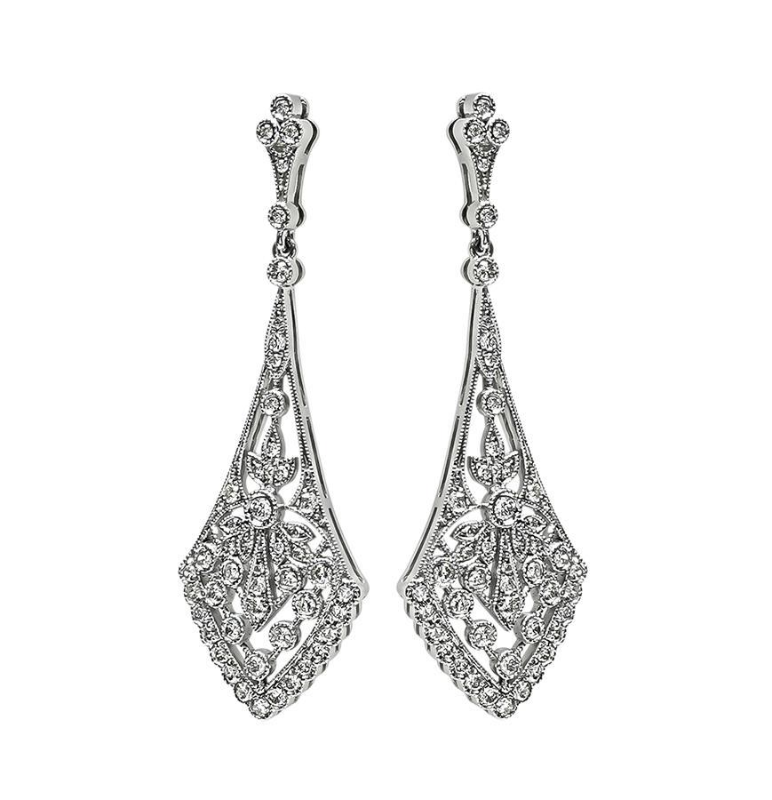 Round Cut 1.04ct Diamond Chandelier Earrings For Sale