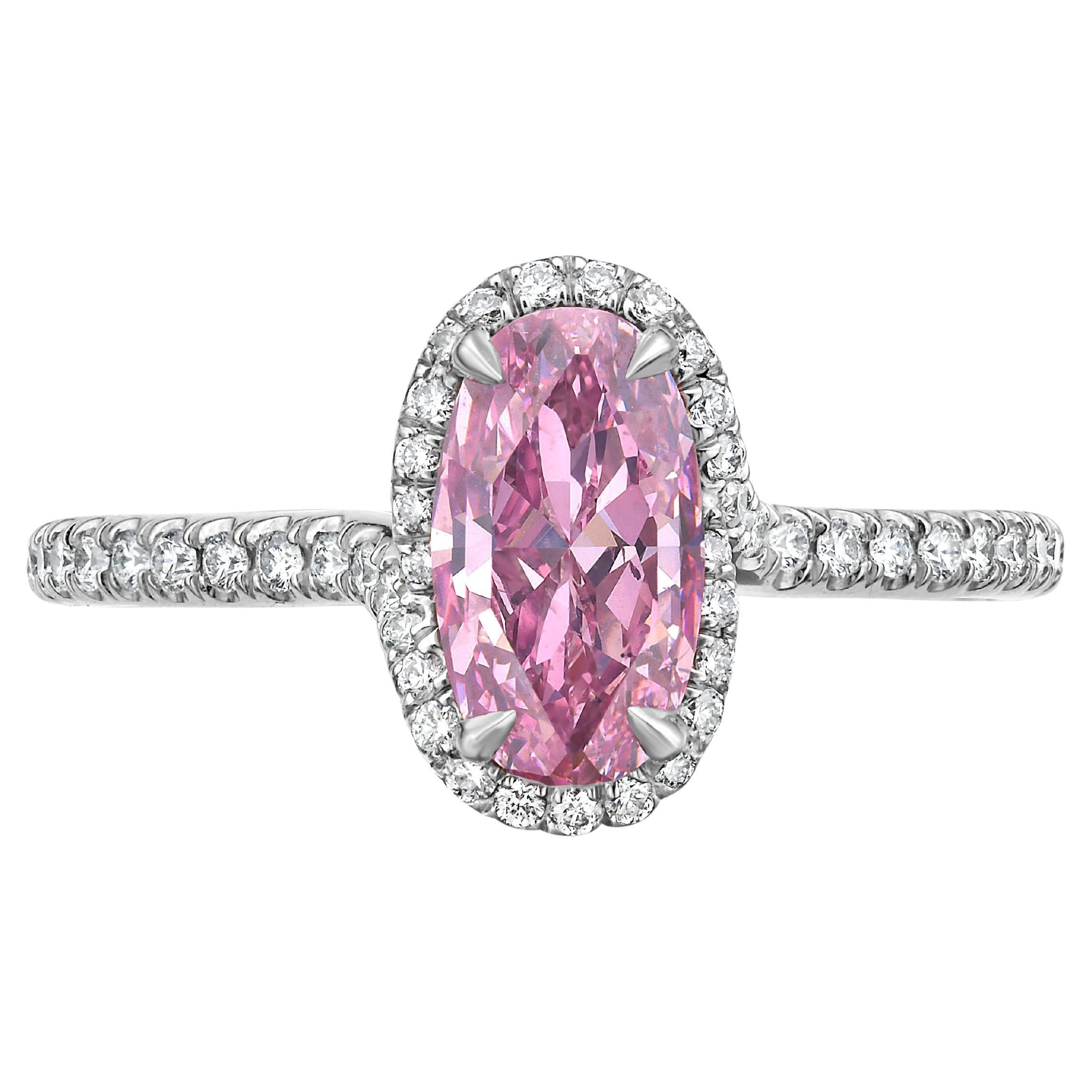 1.04ct Fancy Vivid Purple-Pink Oval Diamond Ring