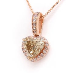 1.04ct Fancy Yellowish Brown Diamond and 0.18 Light Pink Diamonds Pendant