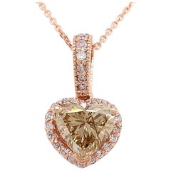 1.04ct Fancy Yellowish Brown Diamond and 0.18 Light Pink Diamonds Pendant