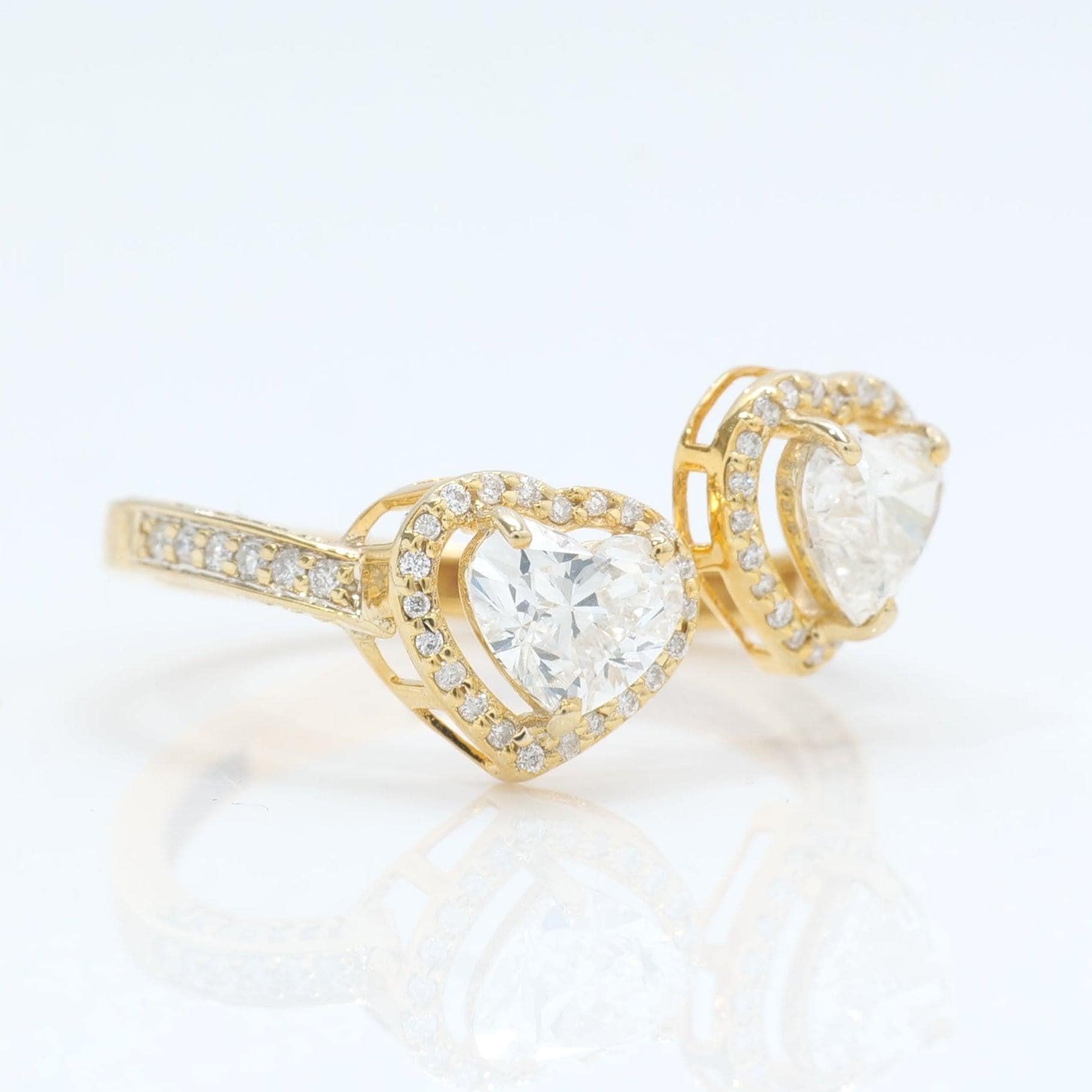 1,04ct Herz Bypass Ring mit natürlichen Diamanten in 14k massivem Gold (zertifiziert) im Zustand „Neu“ im Angebot in New Delhi, DL