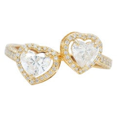 1,04ct Herz Bypass Ring mit natürlichen Diamanten in 14k massivem Gold (zertifiziert)