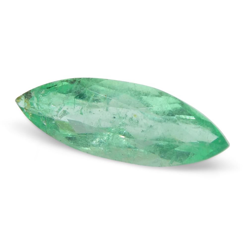 Brilliant Cut 1.04ct Marquise Green Emerald from Colombia For Sale