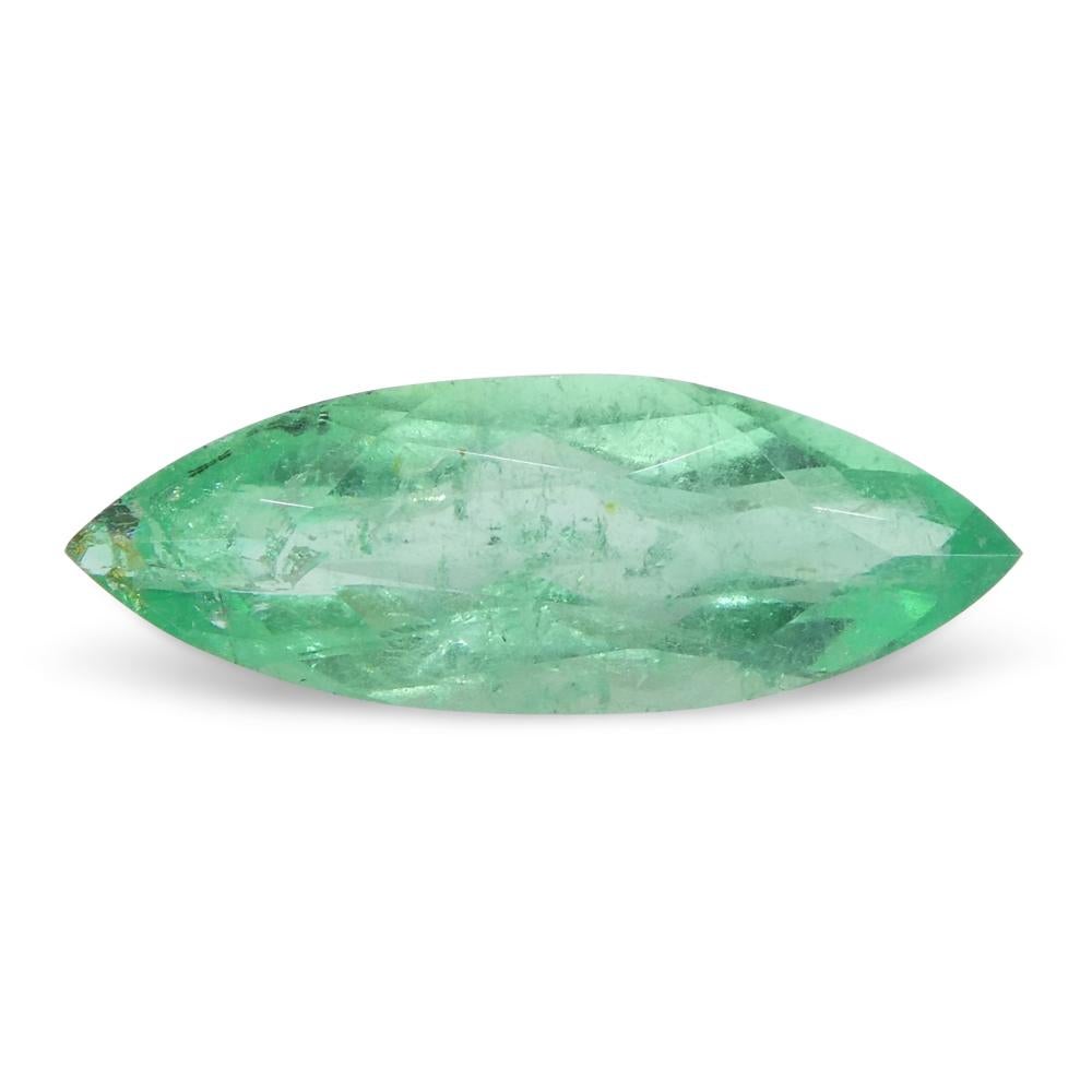 Women's or Men's 1.04ct Marquise Green Emerald from Colombia For Sale