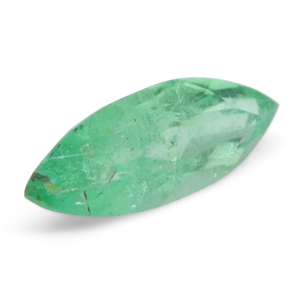 Émeraude verte marquise de 1,04 carat de Colombie en vente 1