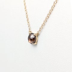 1.04CT Natural Brown Diamond Round Cabochon Choker Necklace in 14K Yellow Gold