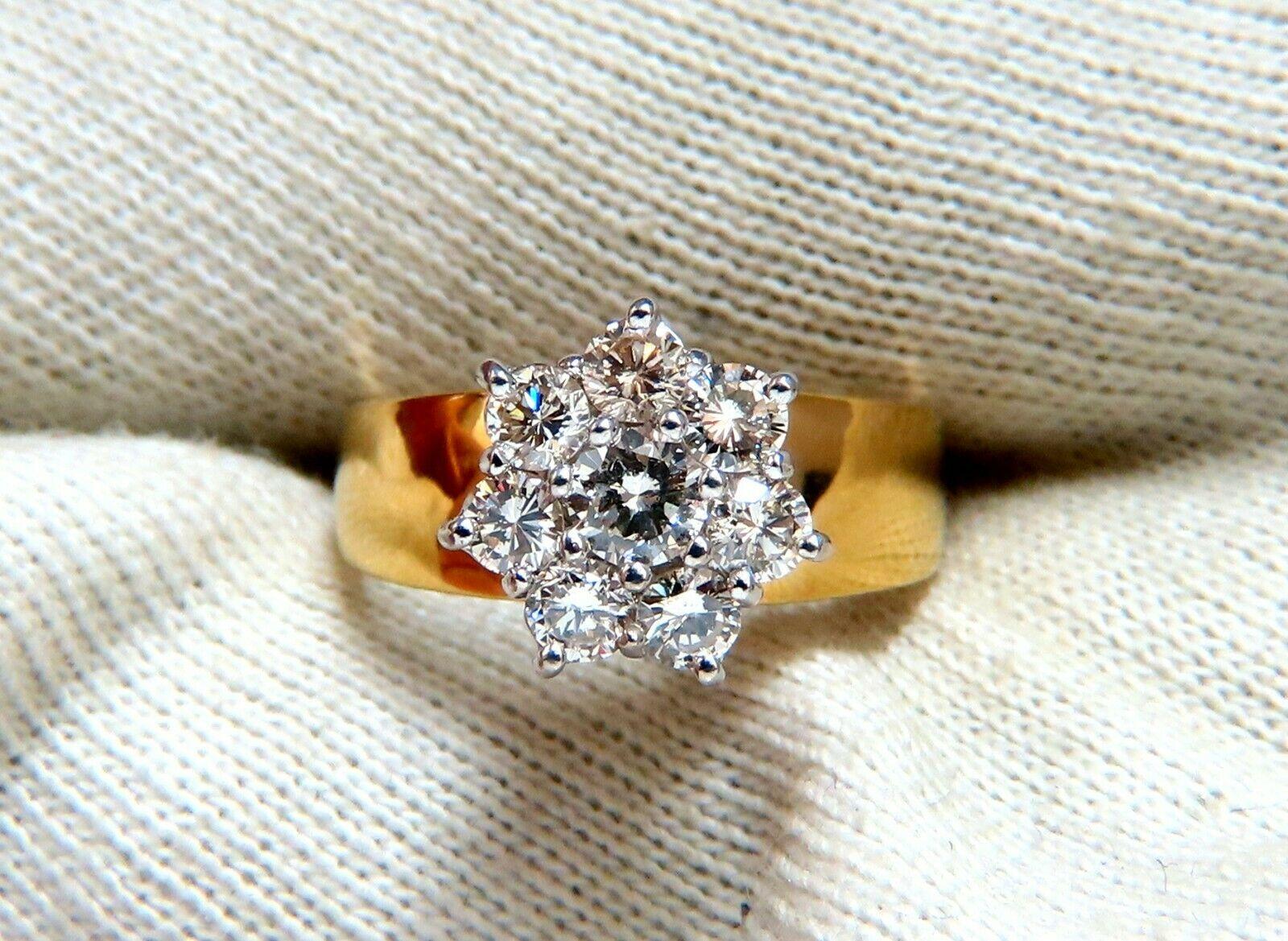 Floating Cluster on Band

1.04ct Round diamond cluster ring.

Diamonds: Si-1 clarity, I-J color.

Cluster: 11mm diameter.

Depth of ring 9.7mm

8 diamonds in total with larger middle diamond.

Size 6.5 and can be sized free.

4.4 grams.

$4000