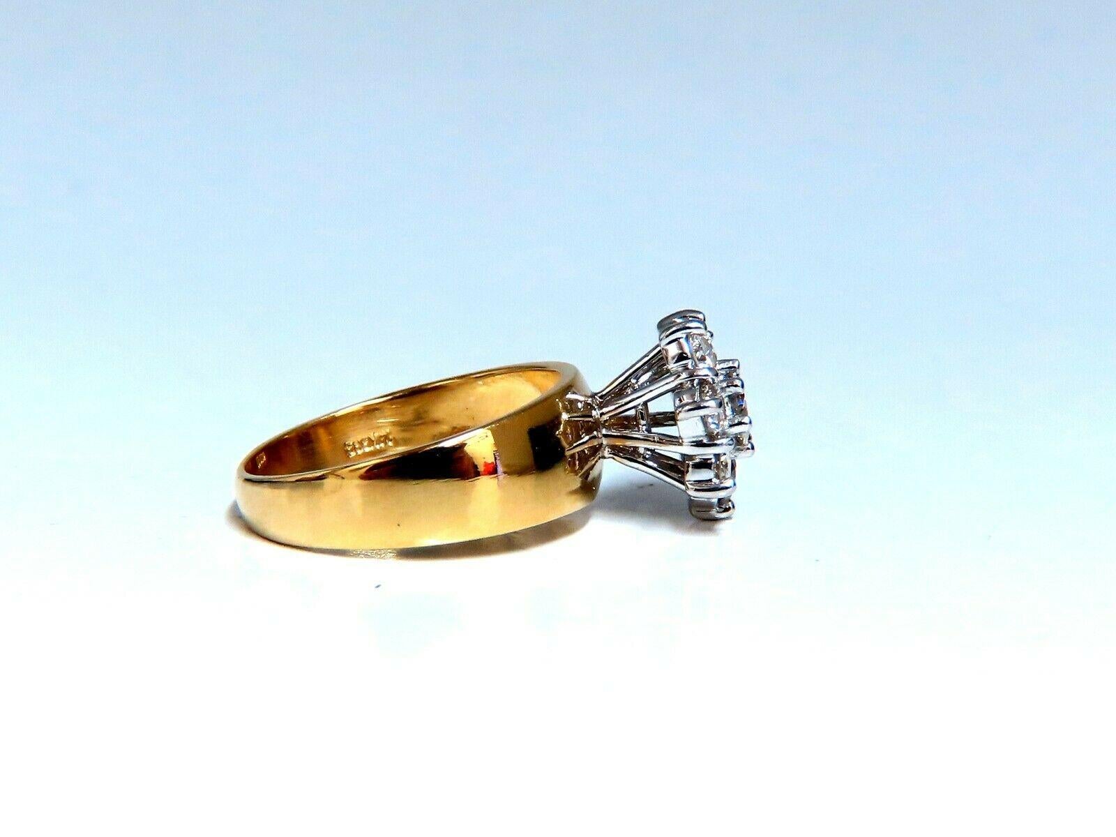 Round Cut 1.04 Carat Natural Diamonds Floating Cluster on Band Ring 14 Karat Vintage For Sale