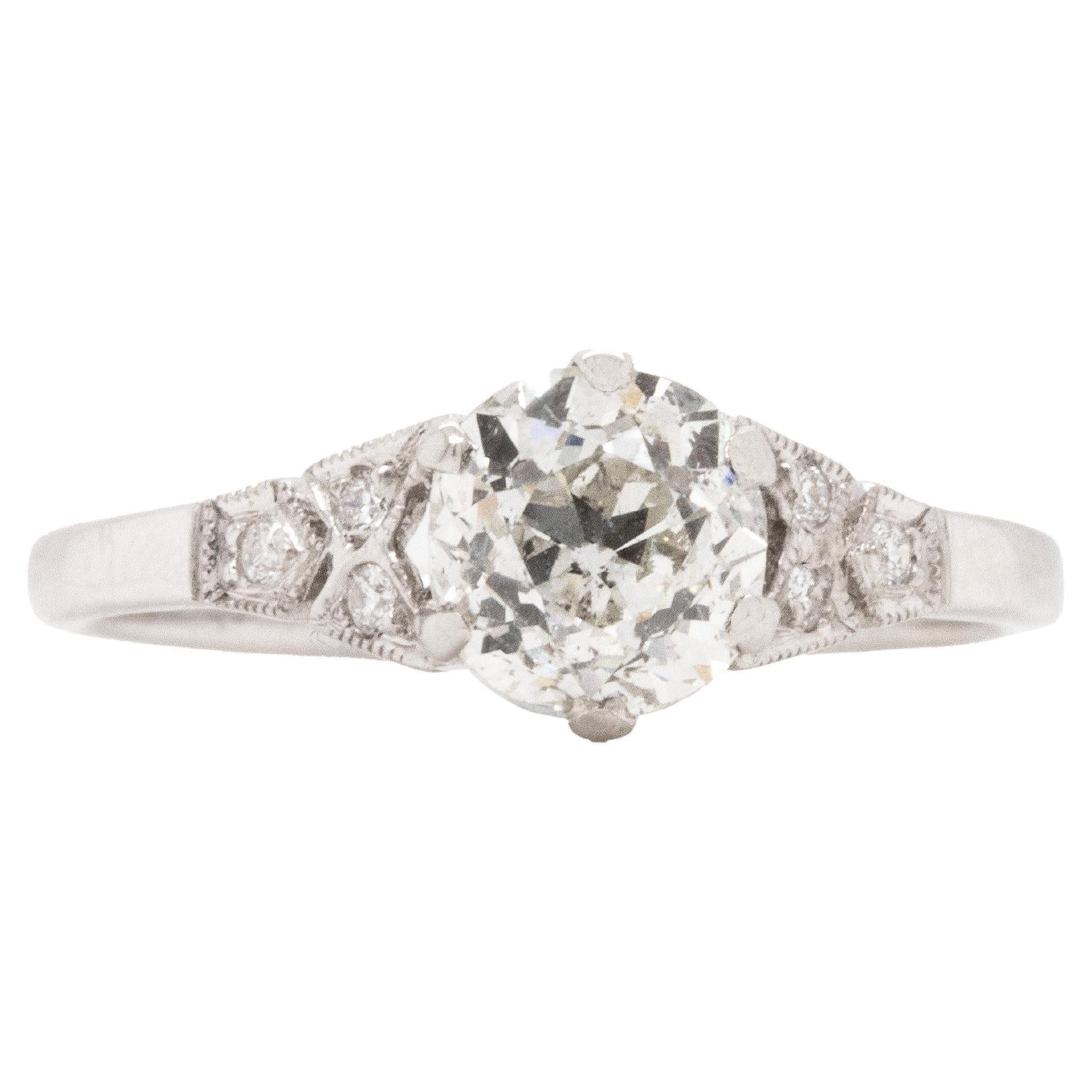 1.04 Karat Diamant im Altminenschliff und Platin Verlobungsring