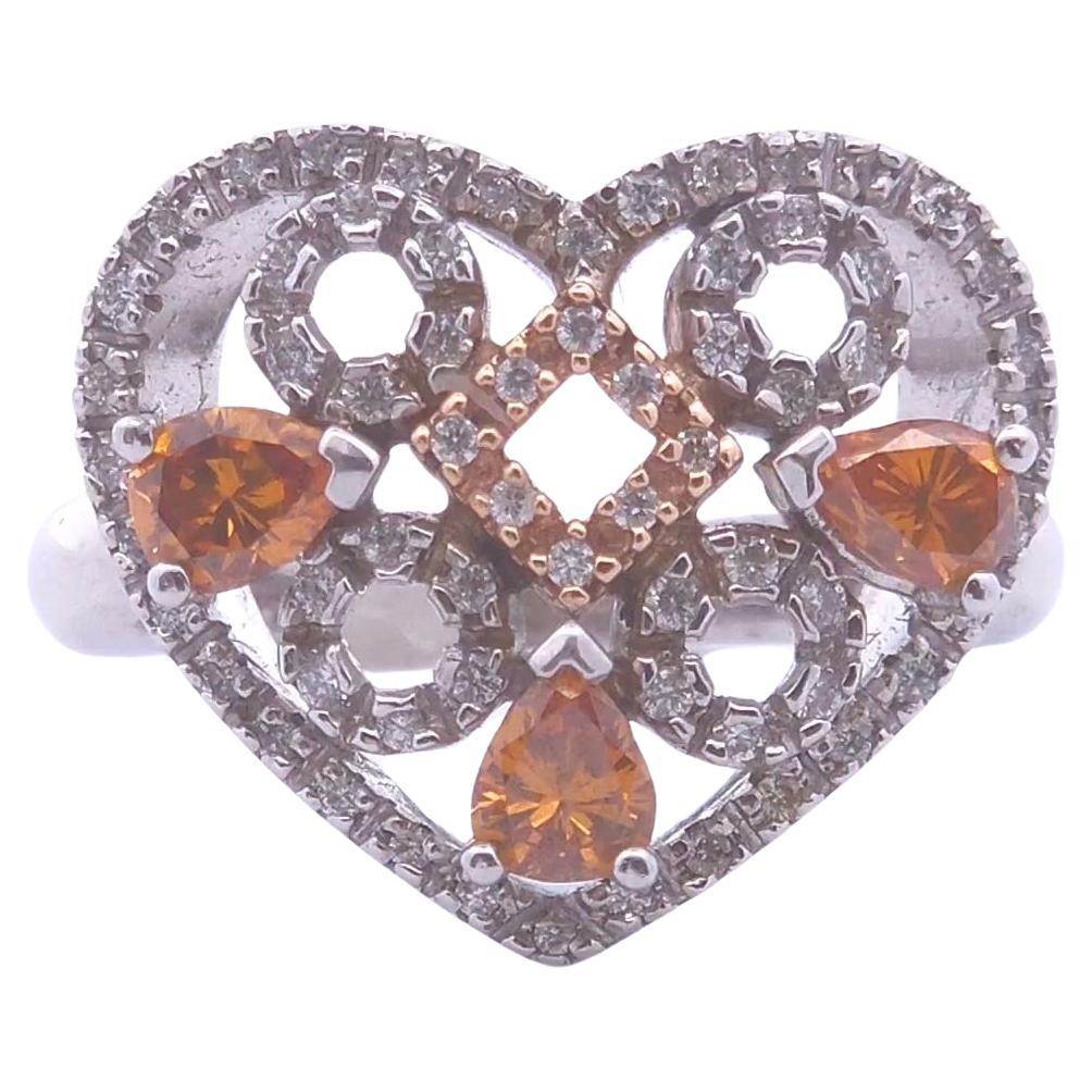 1.04ct Orange Diamond Heart Ring in 18k Gold
