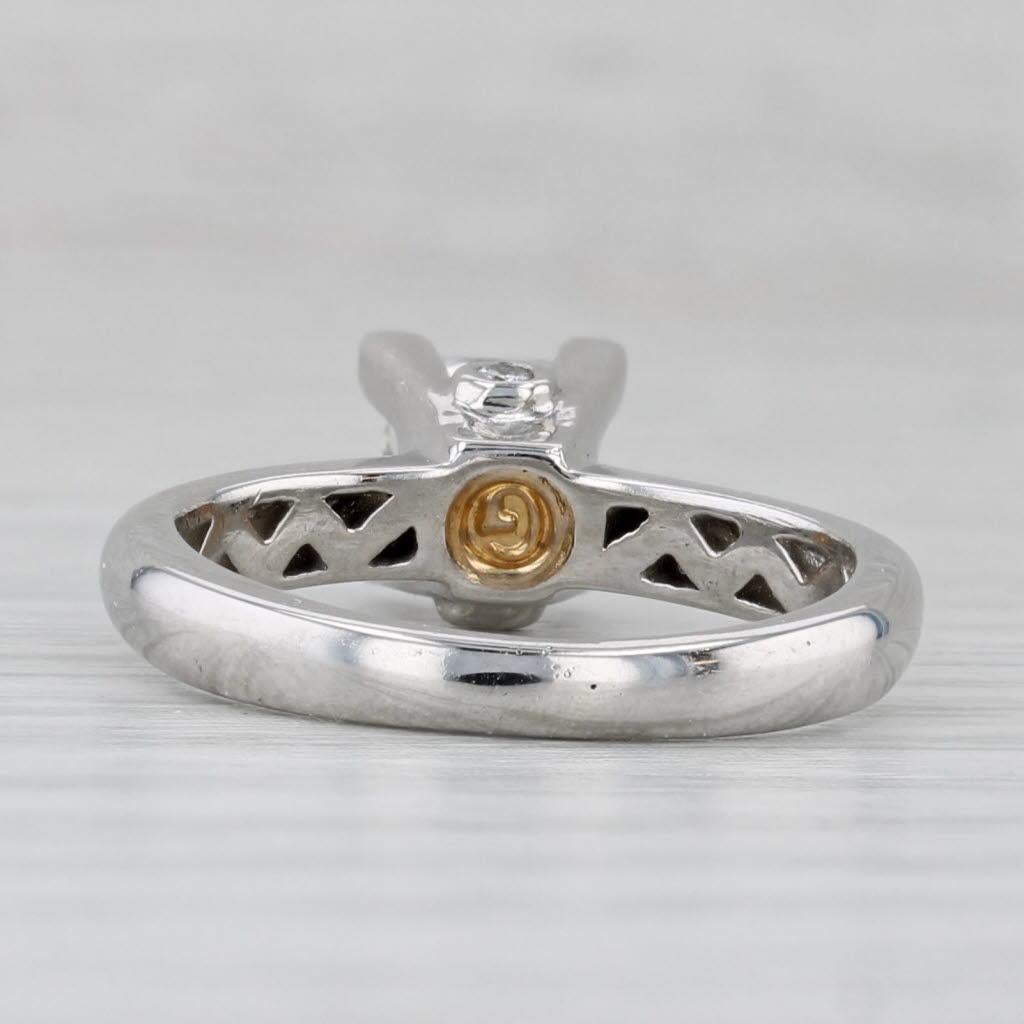 Taille princesse 1.04ct Princesse Bague de fiançailles or 18k platine taille 5.5-5.75 en vente