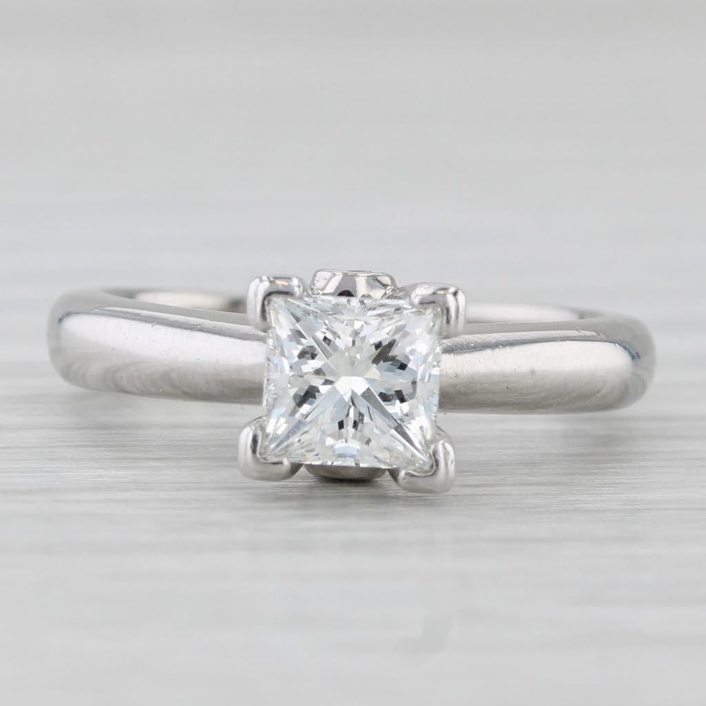 1.04ct Princesse Bague de fiançailles or 18k platine taille 5.5-5.75 Bon état - En vente à McLeansville, NC