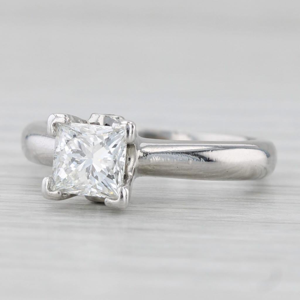 1.04ct Princesse Bague de fiançailles or 18k platine taille 5.5-5.75 Unisexe en vente