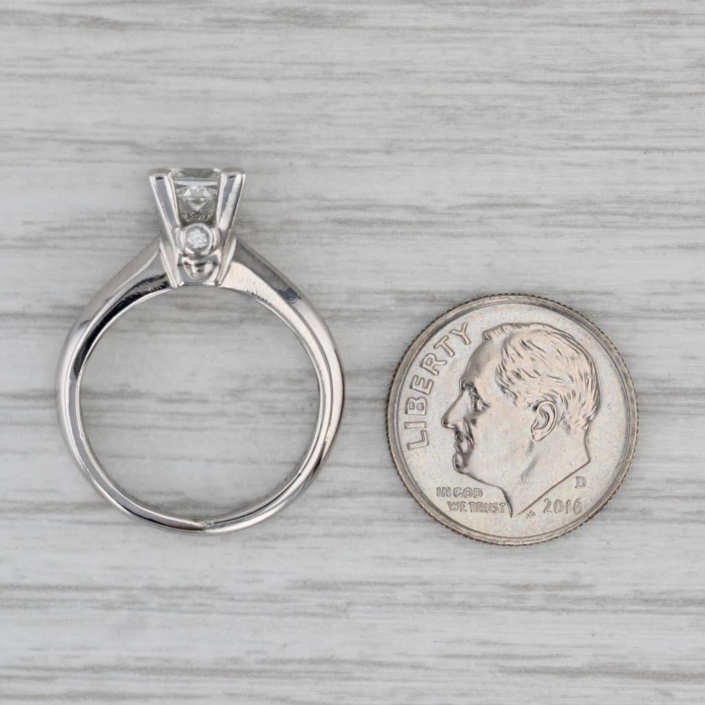 1.04ct Princesse Bague de fiançailles or 18k platine taille 5.5-5.75 en vente 2