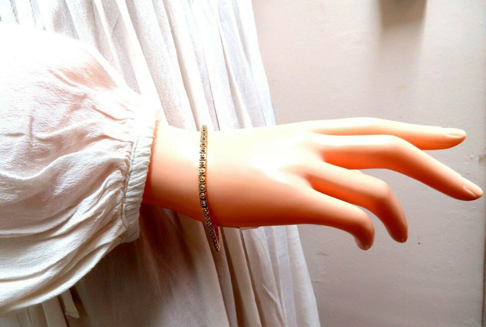 Bracelet rétro de style vintage en or 14 carats avec diamants ronds de 1,04 carat Unisexe en vente