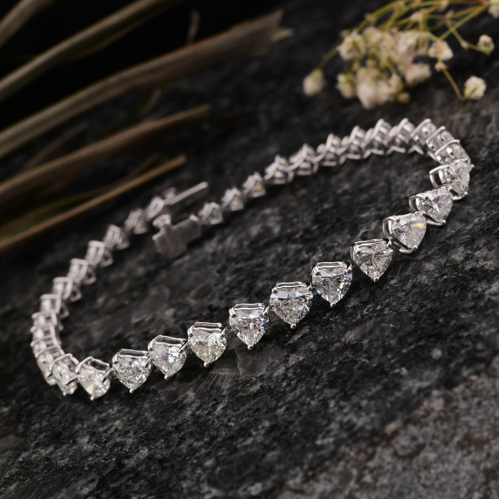 10,4Kt SI Reinheit HI Farbe Herzschliff Diamant Tennis Armband 14 Karat Weißgold (Moderne) im Angebot