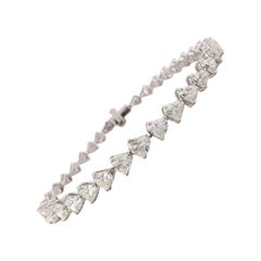 10.4Ct SI Clarity HI Color Heart Cut Diamond Tennis Bracelet 14 Karat White Gold
