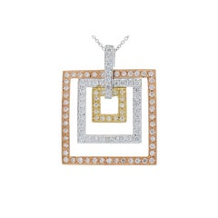 1.04CTW Diamond Square Shape Pendant in 14KTRI
