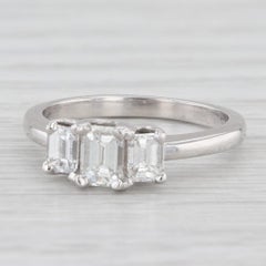 1.04ctw Emerald Cut Diamond 3-Stone Engagement Ring 950 Platinum Size 5.75