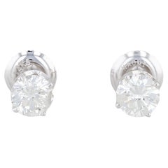 1.04ctw Round Diamond Stud Earrings 14k Gold Solitaire Studs