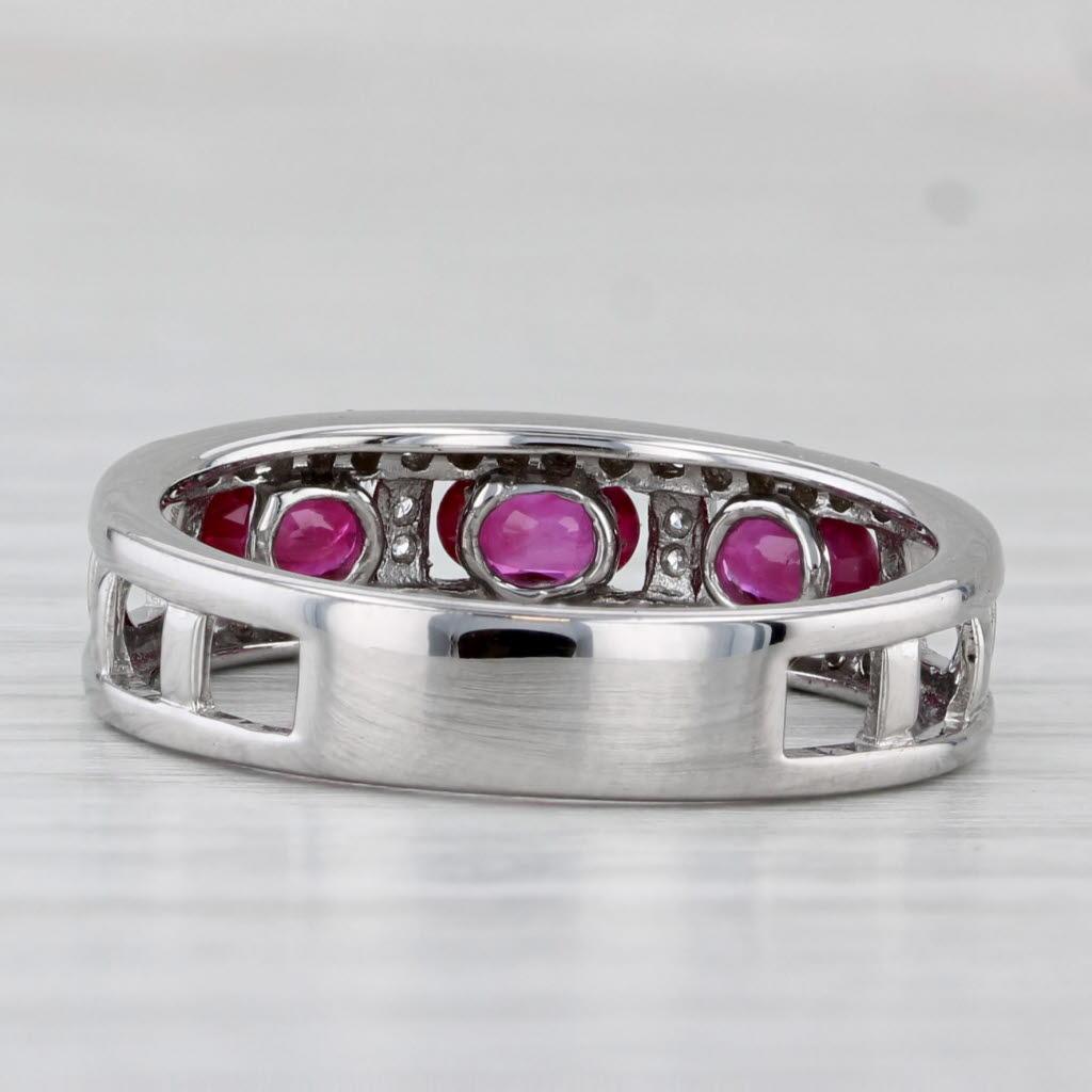 Bague empilable en or blanc 14 carats avec diamants et rubis de 1,04 carat, taille 8 Bon état - En vente à McLeansville, NC