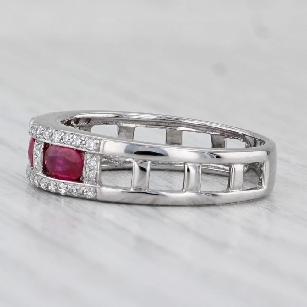 Bague empilable en or blanc 14 carats avec diamants et rubis de 1,04 carat, taille 8 Unisexe en vente