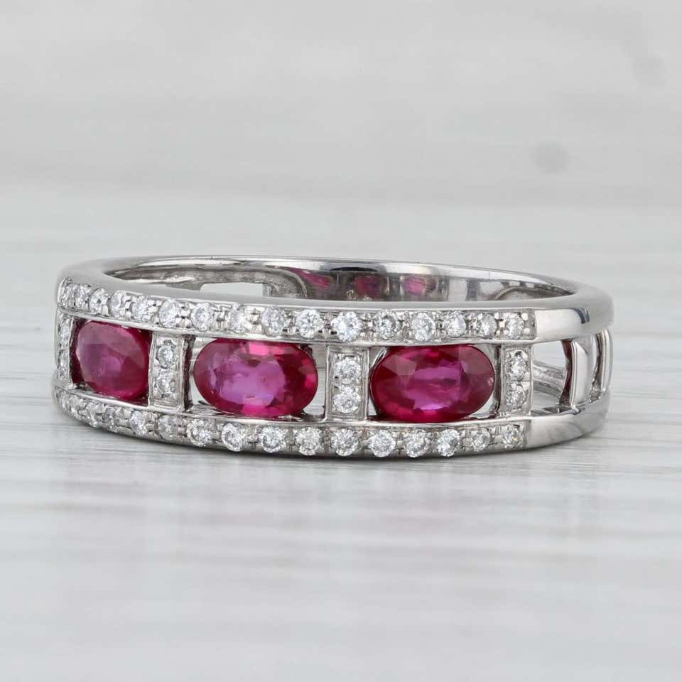 Antique 14k TT Gold 1.70ctw Channel Ruby and Pave Diamond 5 Band Harem ...