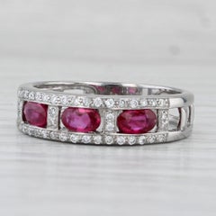 1,04 Karat Rubin-Diamant-Ring 14k Weißgold Größe 8 Band Stapelbar