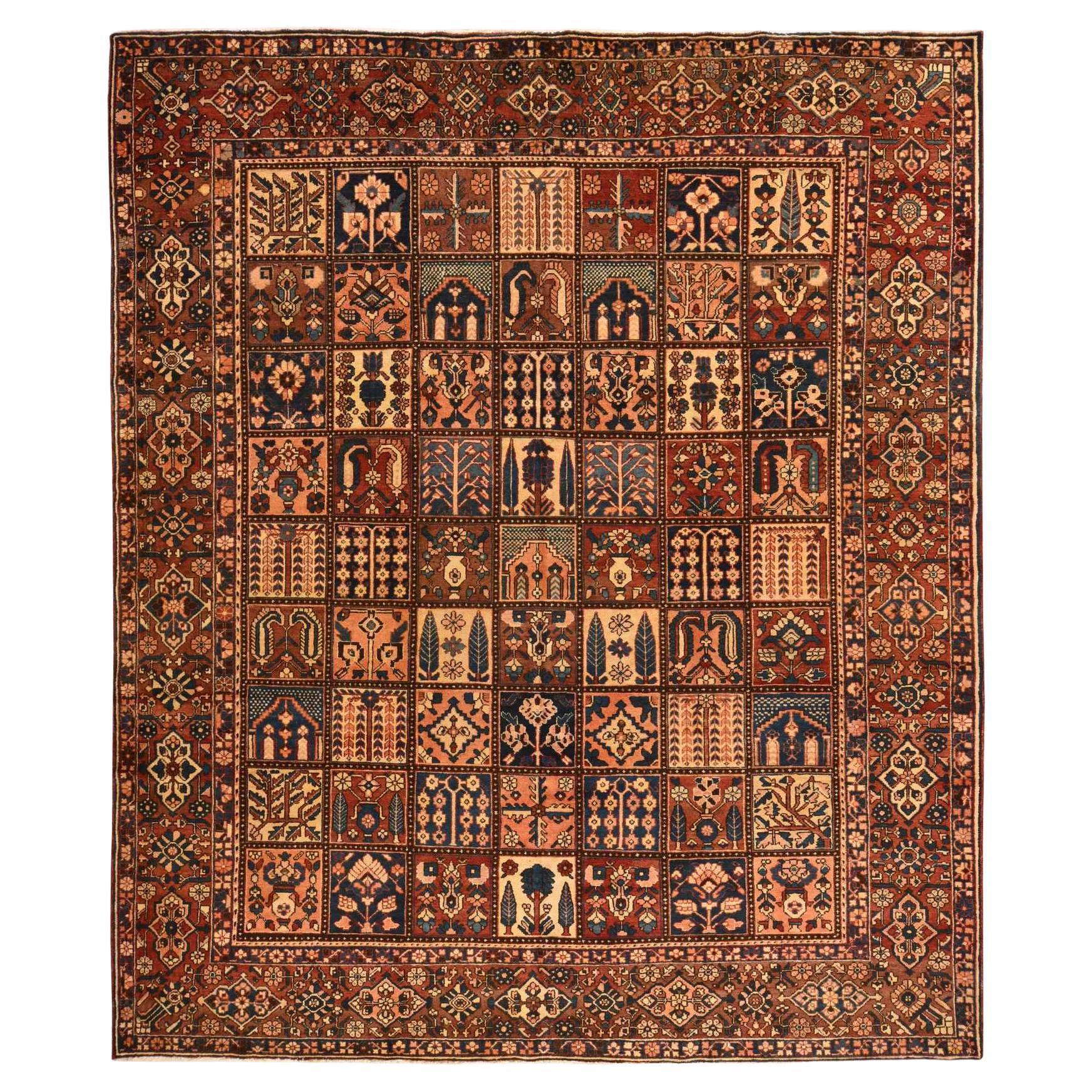 10'4 "x12'8" Blush Red Vinatge Persian Baktiar Tapis oriental en laine nouée à la main en vente