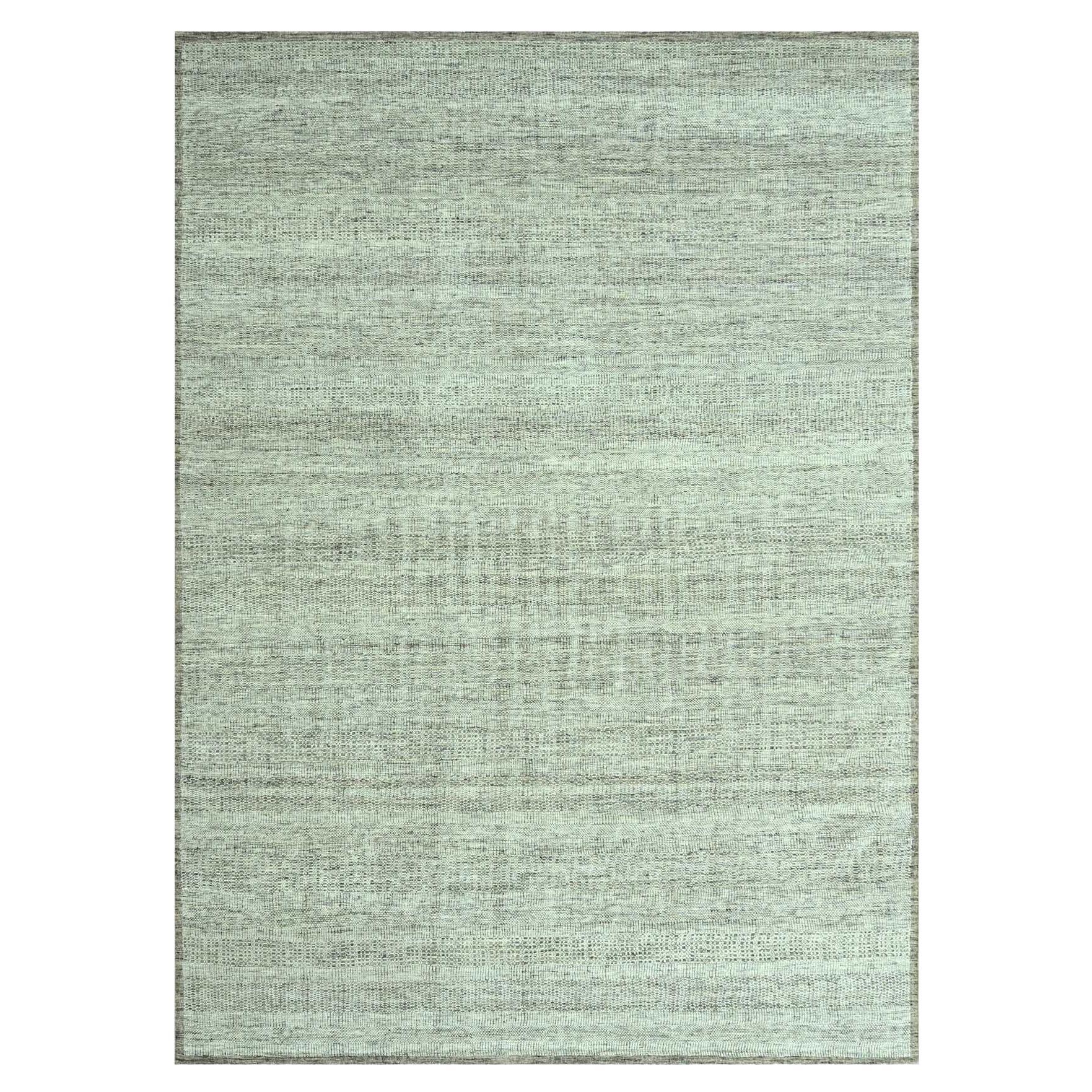 10'4"x14' Brown Hand Knotted 100% Wool Oxidized and Distressed Grass Design Rug