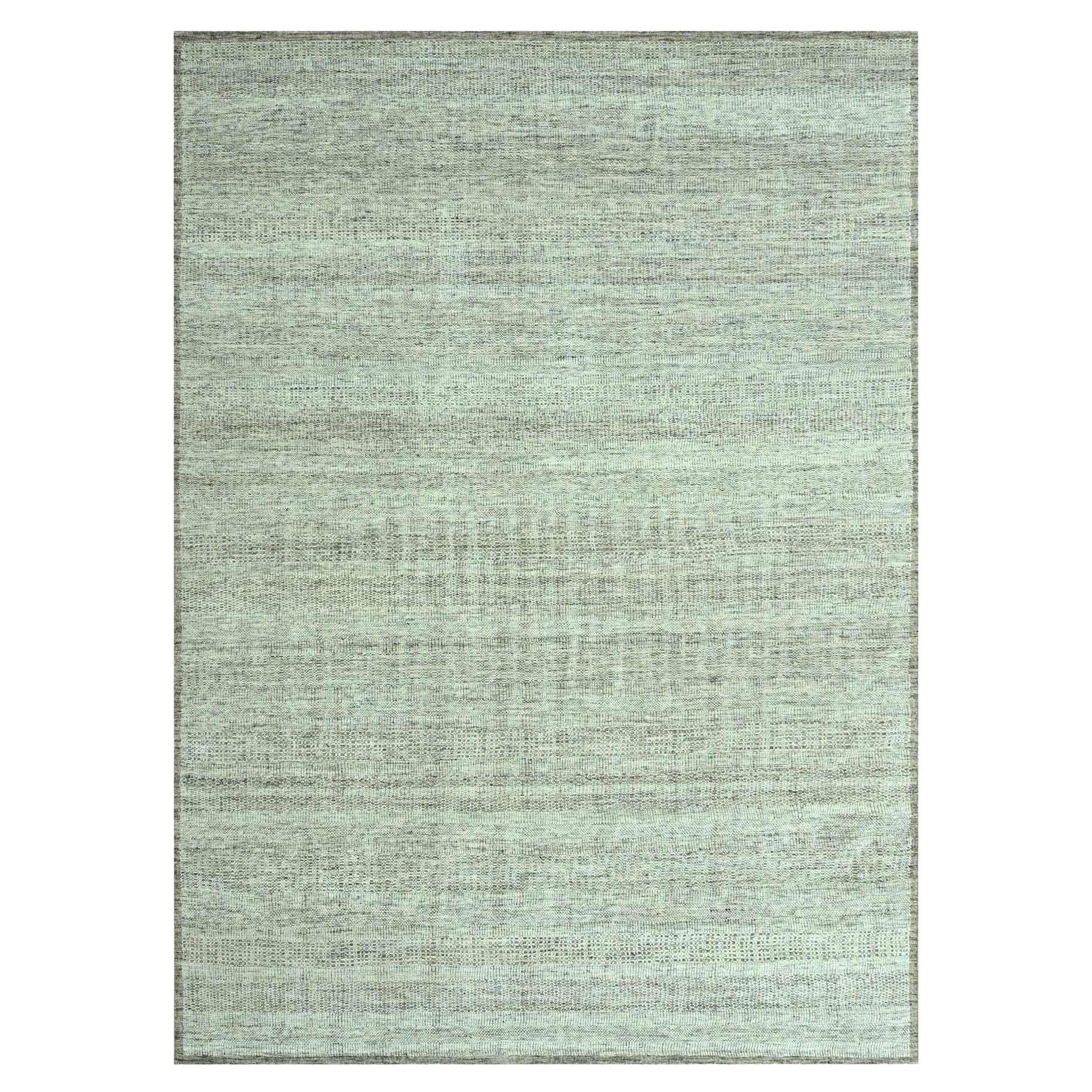 10'4"x14' Brown Oxidized and Distressed Grass Design Hand Knotted Pure Wool Rug