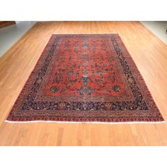 10'4"x14' Red Antique Persian Mohajeran Sarouk Soft Pile Hand Knotted Wool Rug