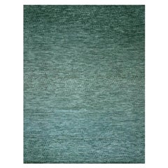 10
4 "x14
2" Verde Niebla Diseño de Hierba Anudada a Mano con Pelo en Bucle Alfombra de Pura Lana