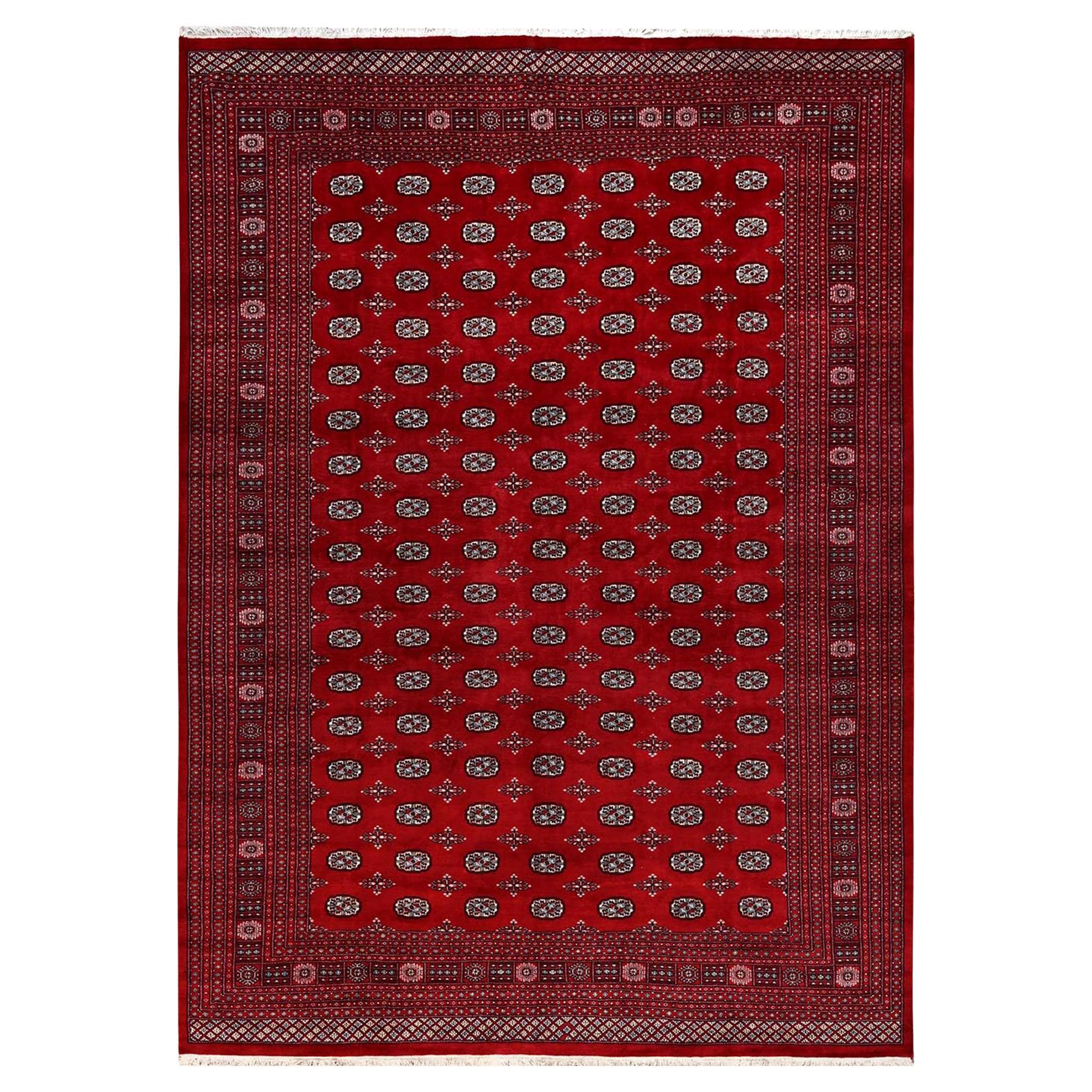 10
4 "x14
4" Kirschroter Prinzessin Bokara Stammesmedaillons Handgeknüpfter Wollteppich