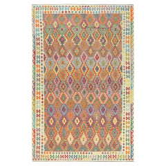10
4 "x16
1" Bunte handgewebte afghanische Kilim Flachgewebe Bio-Wolle XL Teppich