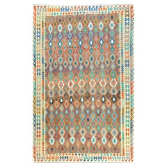 10'4 "x16'1" Colorful Hand Woven Afghan Kilim Organic Wool Oversized Rug