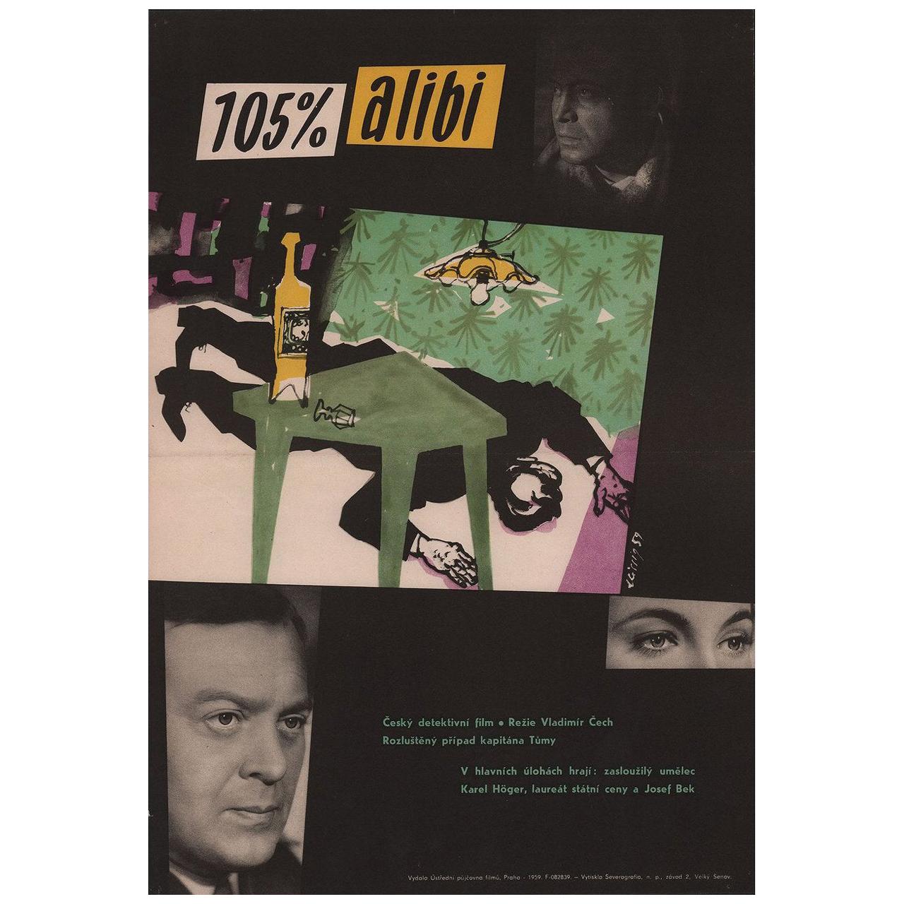 105% Alibi 1965 Czech A3 Film Poster For Sale