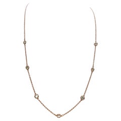 1,05 Karat 7 Stations Diamant by the Yard Halskette aus 14 Karat Roségold