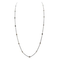 1.05 Carat 19 Station Diamond by the Yard Necklace 14 Karat White Gold