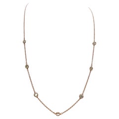 1.05 Carat 7 Stations Diamond by the Yard Necklace 14 Karat Rose Gold