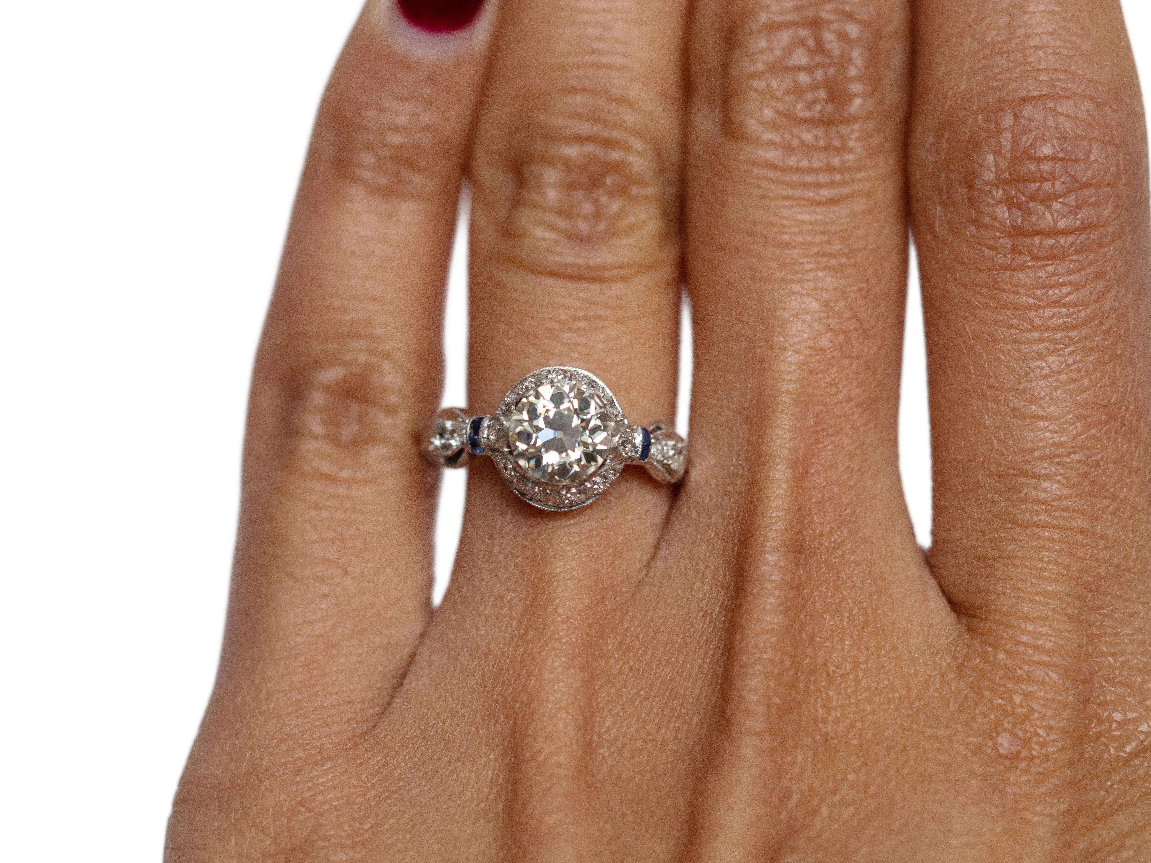 Bague de fiançailles Art déco en platine avec diamants de 1,05 carat Pour femmes en vente