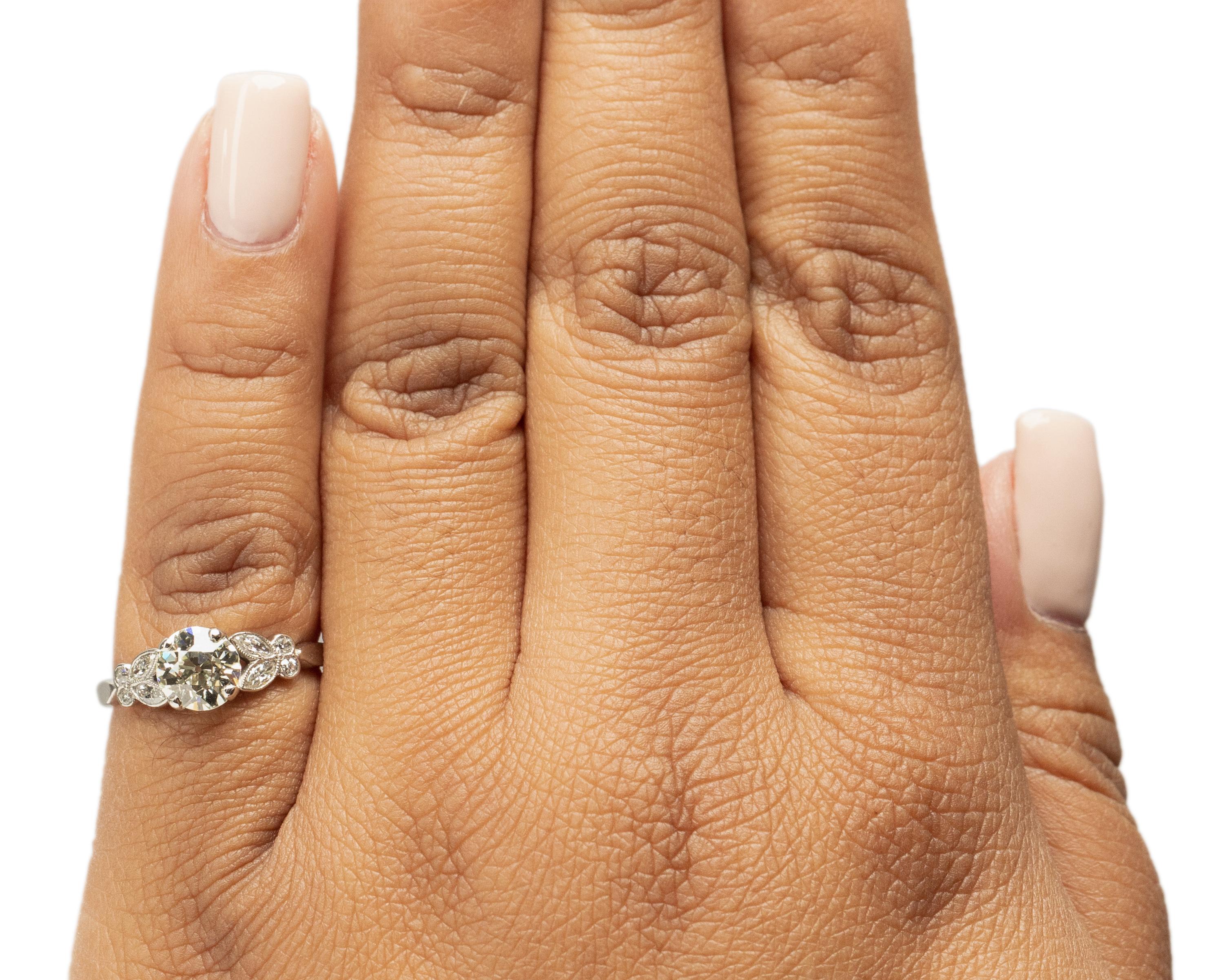 Bague de fiançailles Art déco en platine avec diamant de 1,05 carat Pour femmes en vente