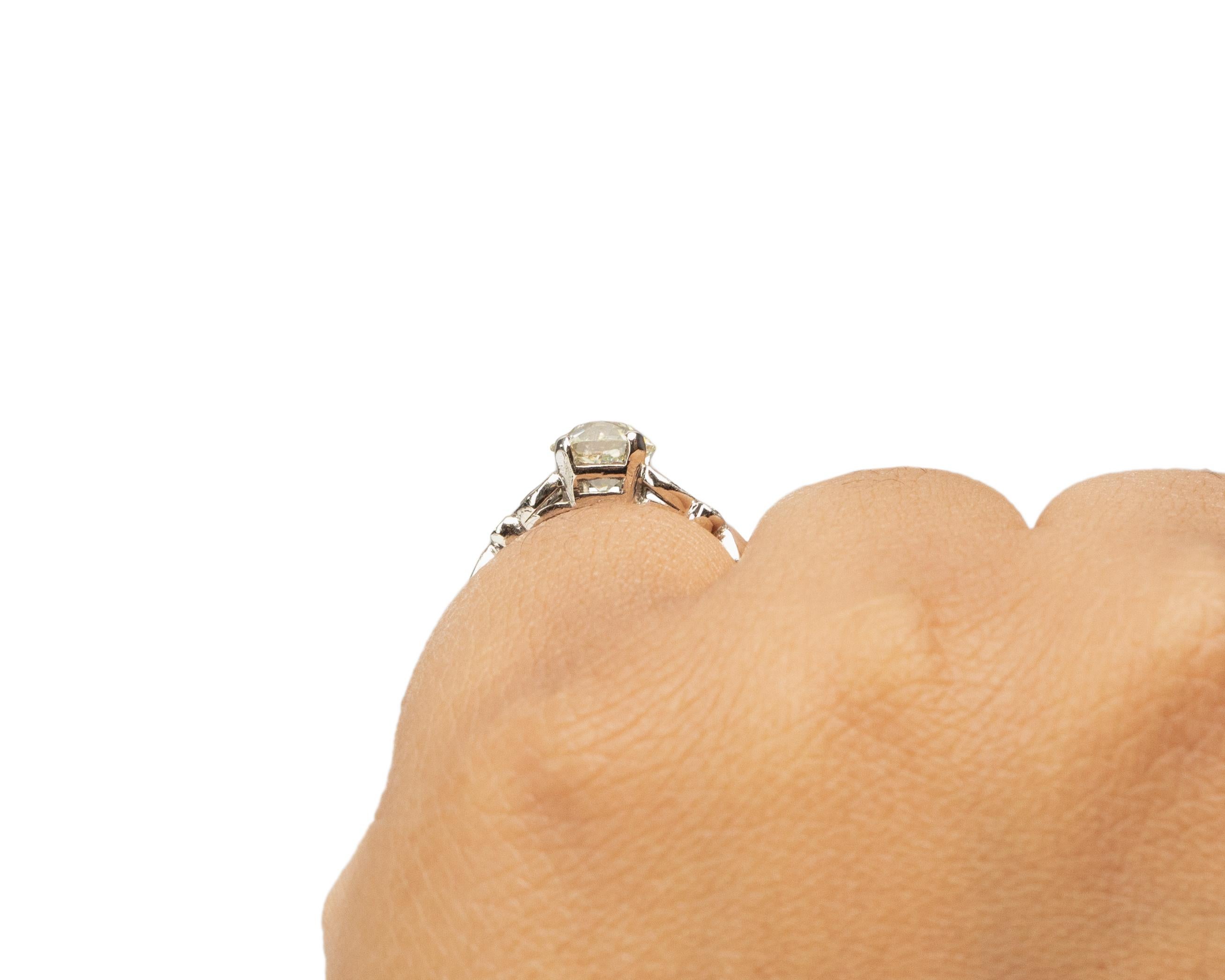 1.05 Carat Art Deco Diamond Platinum Engagement Ring For Sale 1