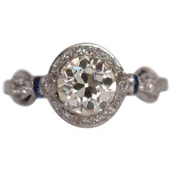 1.05 Carat Art Deco Diamond Platinum Engagement Ring