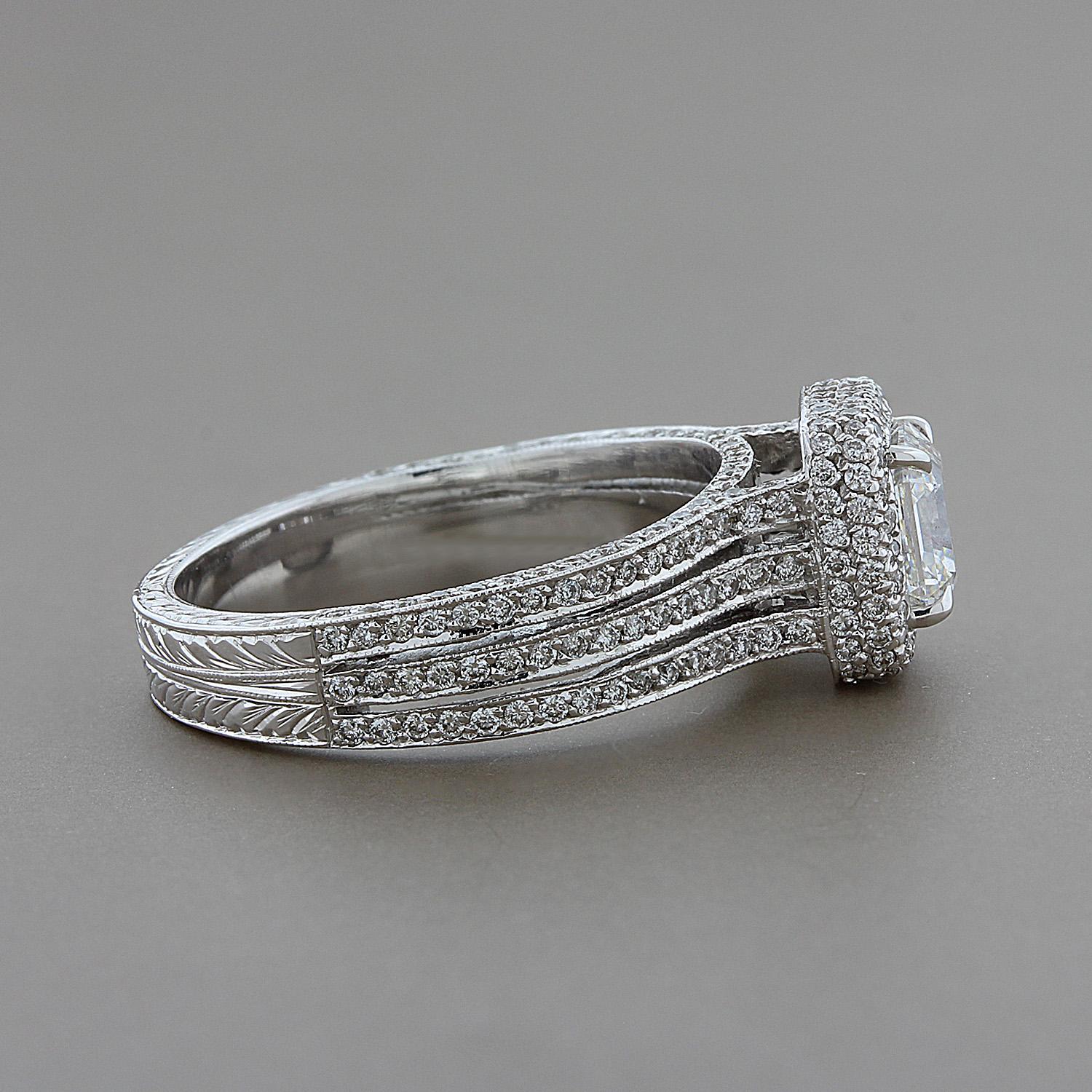 Taglio Asscher Anello di fidanzamento in oro con diamante taglio Asscher da 1,05 carati G-VS1, GIA in vendita