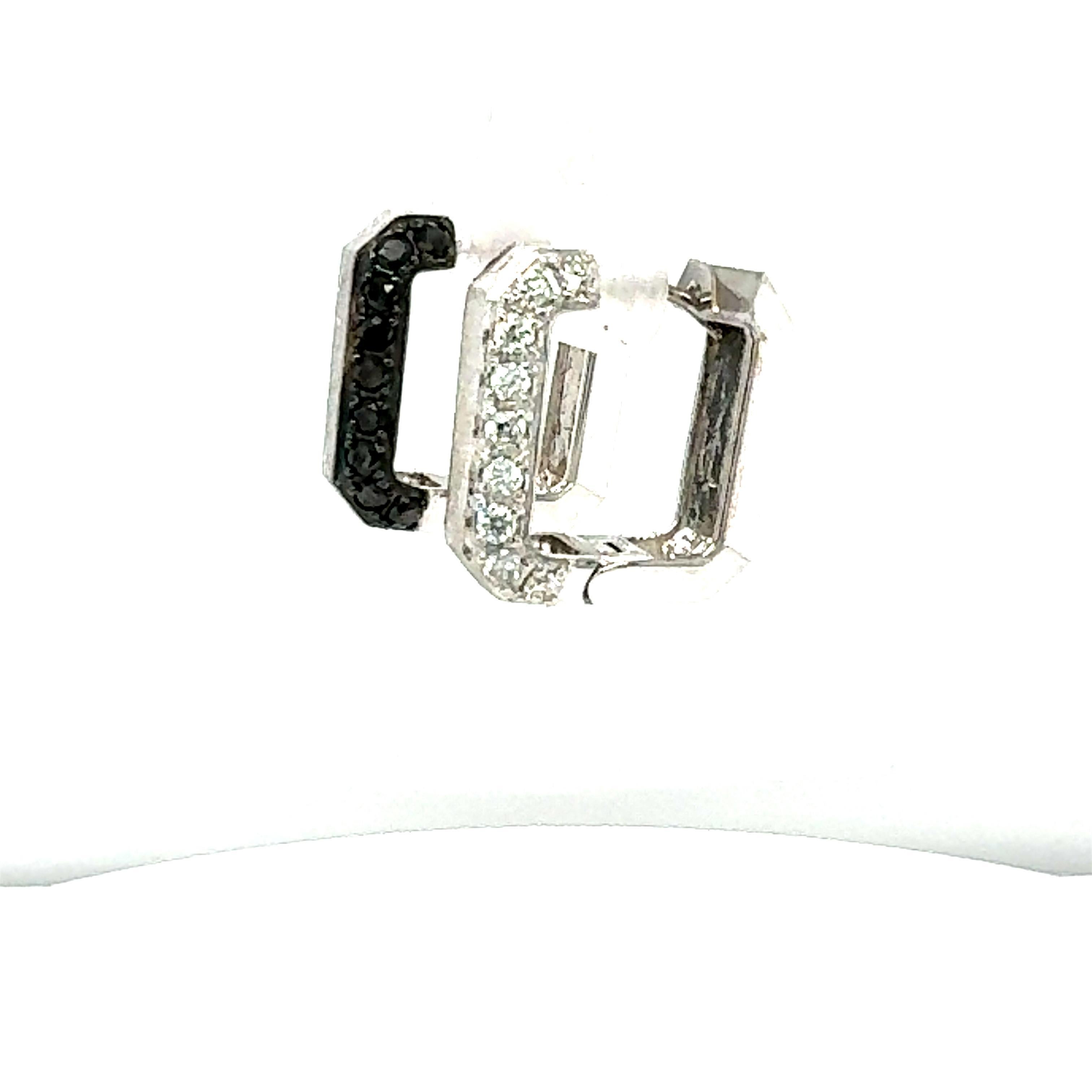 Contemporary 1.05 Carat Black and White Diamond White Gold Earrings For Sale